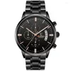 Relógios de pulso Chenxi Relojes Hombre Full Black Steel Strip Masculino Relógios esportivos Masculino Quartzo Multifuncional Cronógrafo Moda 907A