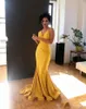Robes de soirée jaunes sexy avec plis longueur de plancher de spaghetti sur mesure longues robes de bal dos nu robes d'occasion spéciale