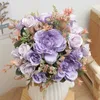 Dried Flowers Artificial Silk Flower Peony Rose Autumn Bouquet Popular Home Wedding Christmas Decoration Table Photography Props Fake