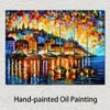 Beaux Paysages Toile Art Port de Corse Peinture à l'huile faite à la main pour le mur de la chambre