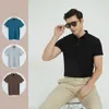 lu Camisa Polo Masculina Masculina Ao Ar Livre Masculina High-end Cor Sólida Top Curto Homens Manga Curta Negócios Casual Verão P1050