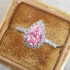 Обручальные кольца Caoshi яркие грушевидные циркониевые группы модные женские пальцы кольцо для церемонии помолвки роскошные предложения аксессуары