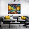 Urban Streets Canvas Art Gold Winter Handcrafted Abstract Painting Modern Decor for Office