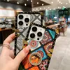 Luxury Ethnic Style Vogue Phone Case for iPhone 14 13 12 11 Pro Max Samsung Galaxy S23 Ultra S22 Plus S21 S20 Finger Ring Holder Plaid Print Bracket Back Cover Shockproof