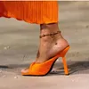 2023 été plissé à talons hauts pantoufles mode coloré bout carré femmes sandales diapositives chaussures