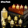 New 6Pcs LED Tealight Candles Transparent Flameless Artificial Candle Light Battery Powered Night Light For Christmas New Year Decor