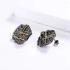 Boucles d'oreilles à tige de haute qualité style ethnique grenade rubis boucle d'oreille moderne en argent 925 bijoux pour femmes créatif noir or bicolore