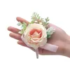 Dekorative Blumen Hochzeit Corsage Pins Männer Frauen Simulation Seide Brosche Brautjungfer Party Zubehör