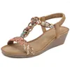 Sandals Fashion Woven Wedges With Elastic Band Comfortable Breathable Shoes For Daily Wear