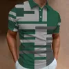 Мужская половая рубашка для рубашки Polo Fashion 3D Плет -клетчатые печать полосатые шарики для воротника для мужчин с короткими рукавами блузок.