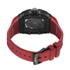 Relojes de pulsera BAOGELA, relojes deportivos de cuarzo de marca superior de lujo a la moda, relojes de acero impermeables, reloj Masculino, correa de silicona roja 4143