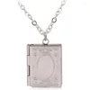 Pendant Necklaces Librarian Necklace Vintage Style Delicate Imitation Book Locket Secret Hiding Place Po Jewelry Pos Box