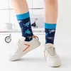 Chaussettes pour hommes mode hommes japonais Harajuku heureux dessin animé hippocampe crabe crevettes corail tendance mâle bas drôle