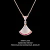 Necklaces Strands Strings Sterling Silver Small Skirt Necklace 18k Rose Gold Lock Bone Chain White Fritillaria Fan Pendant for Girlfriend