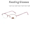 Sunglasses Metal Alloy Half Frame Reading Glasses Retro Anti-fatigue High Quality Purple Presbyopic For Women Diopter 1.0 To 4.0