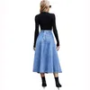 التنانير 2023 Spring Women Women's Denim High Weist Back Zipper Slim Midi Mode Fashion Long Empire Skirt Vintage Goth