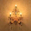 Wall Lamps Hallway Large Gold Lights Modern Indoor Crystal Lamp With Fabric Lampshade LED Sconce Restaurant Bedside Light