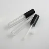 Storage Bottles 5ML Empty Lip Gloss Tubes With Wand Round Black Clear Cosmetic Packaging Makeup Lipgloss Containers 50 Pcs/lot