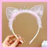 Hair Accessories Cute Lace Net Yarn Crown Headband For Girls Ear Bow Hairbands Princess Pink Hoop Christmas Gift Accessiories