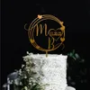 Andra evenemangsfestleveranser Anpassa Wedding Wood Cake Topper för brudgummen och bruden Mrs Gold Akryl Cake Topper Rustic Engagement Festive Party Supplies 230615