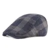 Berets New Artist Flat Male Adult Men Beret Cap Hat Plaid British Spring Winter Handsome Caps For Men Classic Vintage Autumn Beret Hats Z0613