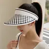 Visir Summer Hat Upf 50 Women Plastic tom Top Strand Cap-On Solid Color Stora breda grim UV-skydd andningsbar Sun Visor Hat 230615