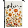 1PC, jesień Święto Dziękczynienia Flaga ogrodu w ogrodzie 12x18 cali Mały dwustronny burlap Welcome Yard Autumn Wedding na zewnątrz Dekoracja 12 x 18 cali/28 x 40 cali bez flag