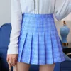 Skirt High Waist Pleated Skirt y2k Summer Casual Kawaii A line Plaid black tennis Japanese School Uniform Mini for Girls 230616