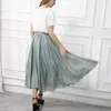 Skirts High Quality Cotton Linen Maxi Skirt Womens Casual Elastic High Waist Pleated A-Line Beach Skirts Boho Saia Feminina Faldas Jupe 230615