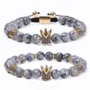 Cuentas Mapa Natural Piedra Corona Pulsera Cobre Microincrustaciones Zircon Diamante Pulseras Trenzado Cuff Mujeres Hombres Joyería de moda Will Y Dhp6K