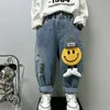 Jeans Boys Girls Cool Spring And Autumn Trousers Korea Style Cartoon Casual Loose Pants Children's Clothing Summer 230616