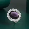 Anneaux de mariage 2023 luxe rose bleu vert violet rouge ovale bague de fiançailles pour les femmes anniversaire cadeau bijoux en gros R8225