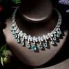 Necklace Earrings Set Fashion Charming White Blue Water Drop Dubai Wedding Sets For Women Bijoux Marriage N-1294