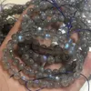 Lien Bracelets En Gros 1 pcs Naturel Bleu Flash Labradorite Perles 6mm 7mm 8mm 9mm 10mm Ronde Pierres Précieuses Bracelet 18.5 cm