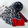 Halsdukar leopard för kvinnor röd marin lapptäcke bomull viskos sjal foulard sjaal wrap hijab halsduk