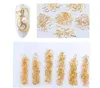 Ny salong blandad 3D DIY Hollow Metal Frame Nail Art Decorations Gold Rivet Manicure Accessories Diy Shell Slider Nail