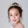 Haaraccessoires Goud Tiara's Parels Kristal Kinderen Kroon Hoofdtooi Prinses Hoofdband Verjaardagscadeau Voor Meisjes Diademen Decor