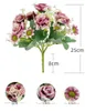 Fleurs séchées 1 pièces mixte vintage imitation fleur soie rose bouquet hortensia pivoine mariée fausse décoration de mariage à la maison