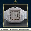 Luxurious Watches with Diamond Elegant Design Stylish Vvs Clarity Moissanite Studded Diamond Watch Bauggate Bezel Fully Iced Out Watch for Men and Women HB-V5