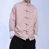 Chemises décontractées pour hommes été 2023 printemps mince robe traditionnelle chinoise grande taille à manches longues chemise ethnique rétro glace soie Tai Chi