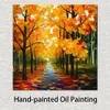 Stunning Landscape Canvas Art Path to Wisdom Hand Painted Urban Streets Painting Lobby Decor