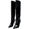 New ZA Fashion High Heel Knee Boots for Women 2023 Spring Pointed Simple Slim Side Zipper Classical Designer Party Shoes Size 43