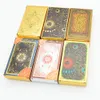 Activités de jeux de plein air 12 * 7cm doré luxe feuille d'or tarot dorure PVC étanche résistant à l'usure jeu d'échecs carte papier divination manuel 230615