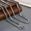 Chains Real 925 Sterling Silver 2.2mm Box Link Chain Necklace Stamp S925 19.7"-29.5"