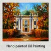 Vibrant Street Art on Canvas Old Park Handmade Contemporary Oil Painting for Living Room Wall