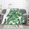 Blanket Banana Throw Blanket Tropical Theme Blanket Green Leaves Queen Size Fleece Blanket for Sofa or Bed R230616