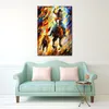 Vibrante figura artistica su tela Rodeo The Chase dipinto a olio contemporaneo fatto a mano per la parete del soggiorno