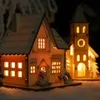 Nuova luce notturna a LED di Natale Buon Natale Ornamenti per capanne in legno Decorazione da tavolo per la casa fai-da-te Lampada da notte Regali di Capodanno per bambini Giocattoli per bambini