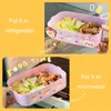 Bento Boxes Kawaii Draagbare Lunchbox Voor Meisjes School Kids Plastic Picknick Magnetron Voedsel Met Compartimenten Opslag Containers 230616