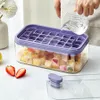 Utensili per gelato Stampo per vassoio per cubetti di ghiaccio tipo pressa a un tocco mini quadrato con scatola di immagazzinaggio e coperchio utensili da cucina in plastica 230615
